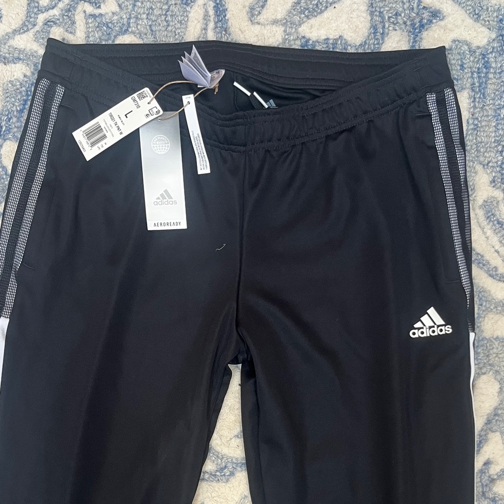Adidas Women's Black Track Pants with White Accents